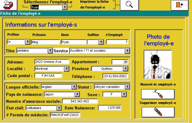 Exemple de formulaire "EMPLOYé"